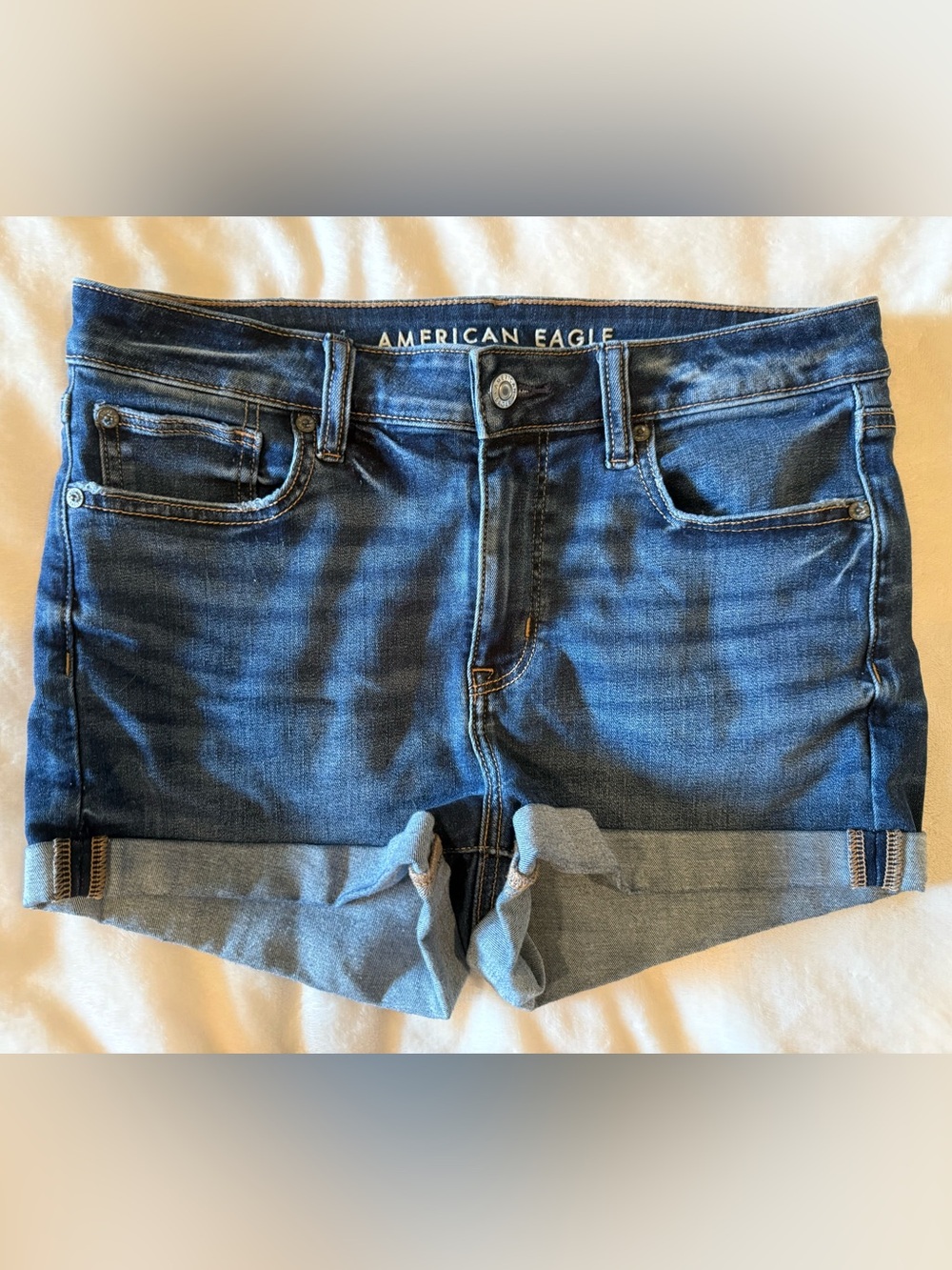 American Eagle high rise blue jean shorts